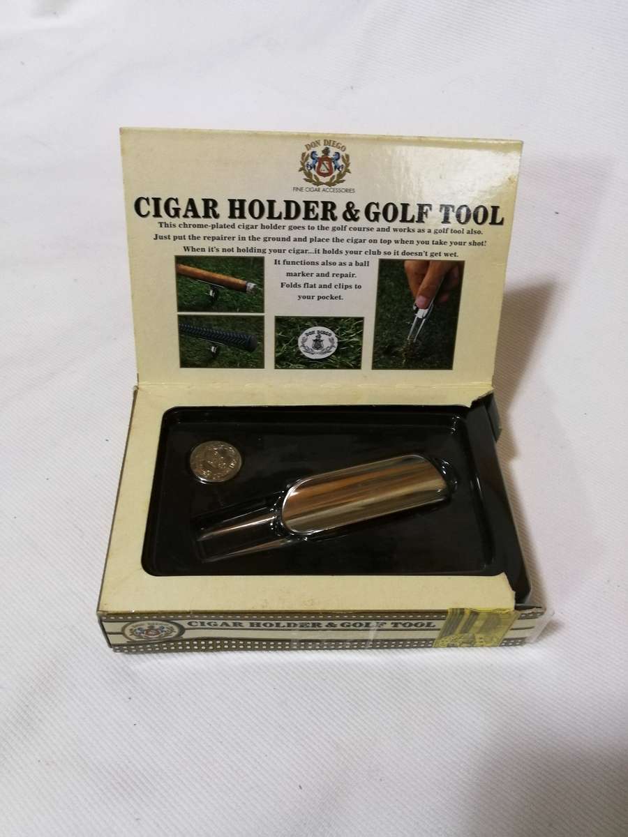 Don Diego Cigar Holder & Golf Tool Ball Marker Chrome Plated Robusto 90s Unused