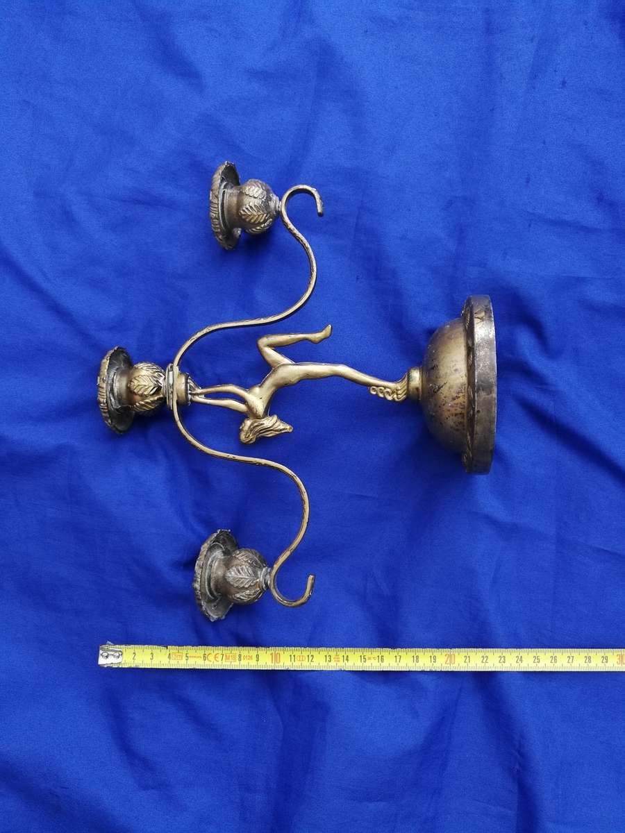 ART DECO NAKED LADY Metal 3 Candle Stick Holder- Vintage