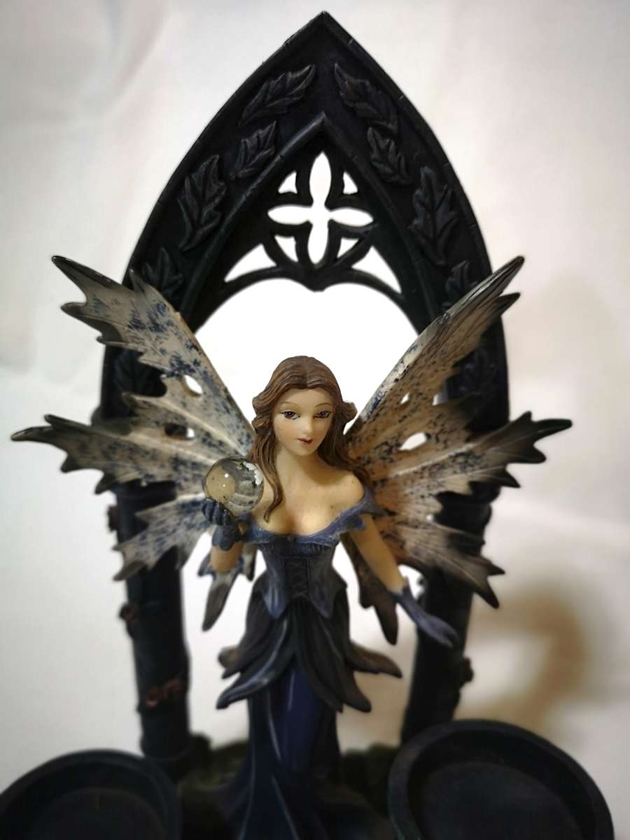 Gothic Fairy Fantasy in front of archway, tealight holder- Vintage