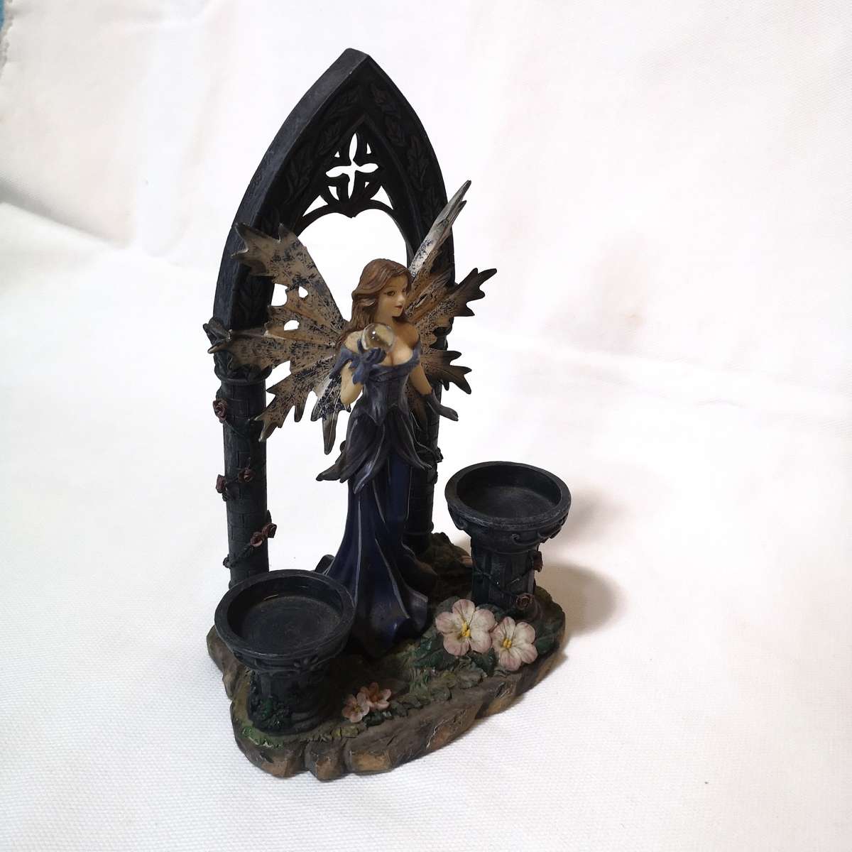Gothic Fairy Fantasy in front of archway, tealight holder- Vintage