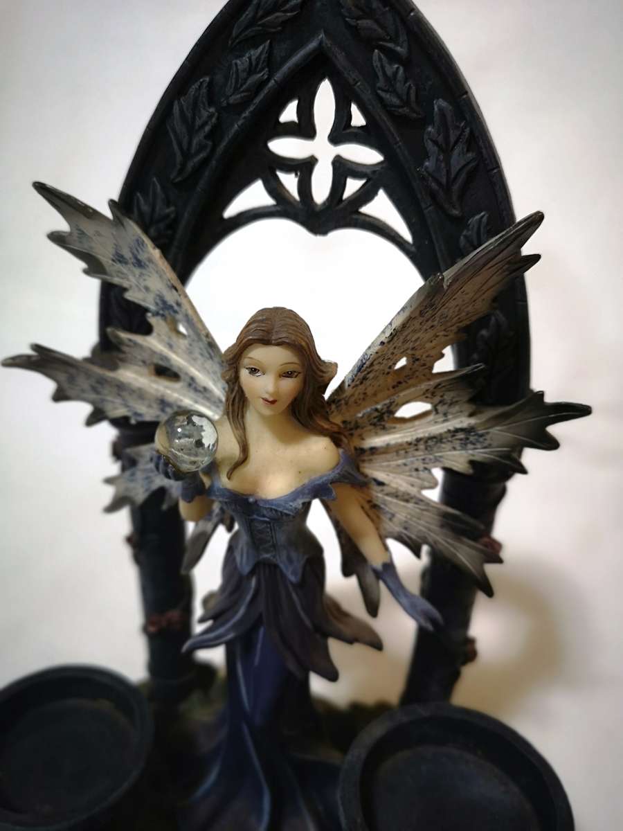 Gothic Fairy Fantasy in front of archway, tealight holder- Vintage