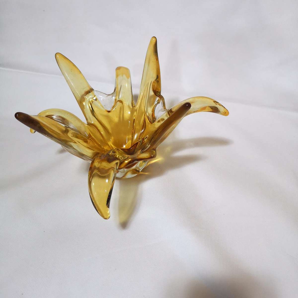 Large Art Glass Amber Yellow  Centerpiece/ Trinket bowl- Vintage