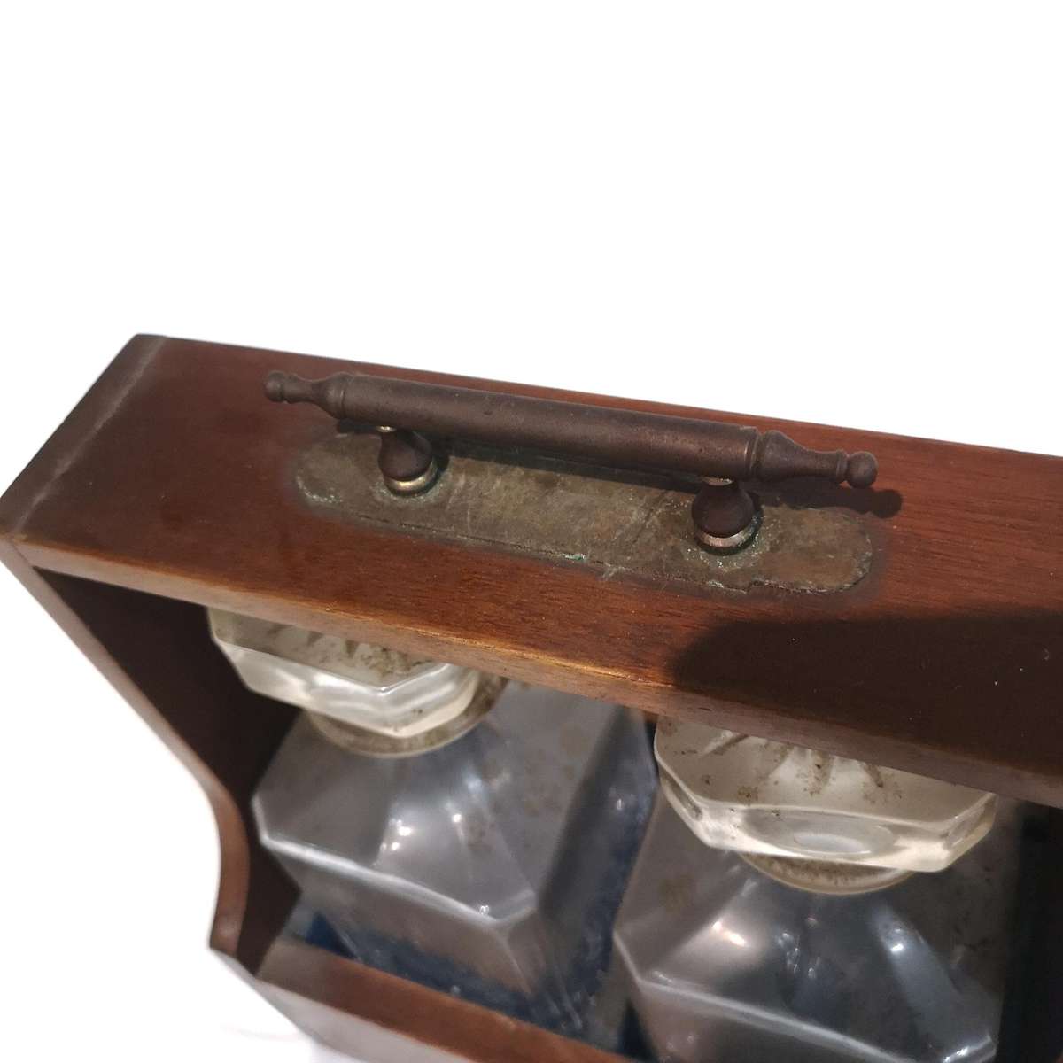 Antique Pair of Vitria Crystal Decanters in a Tantalus