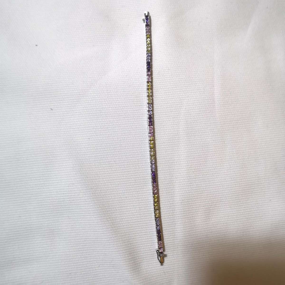 Channel Set Multi Coloured Tennis Bracelet- 925 Sterling Silver- Vintage