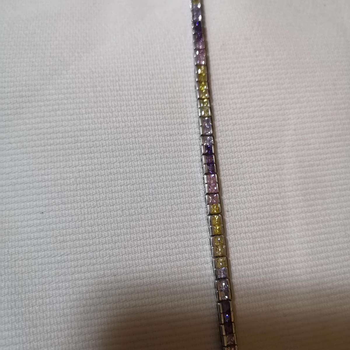 Channel Set Multi Coloured Tennis Bracelet- 925 Sterling Silver- Vintage