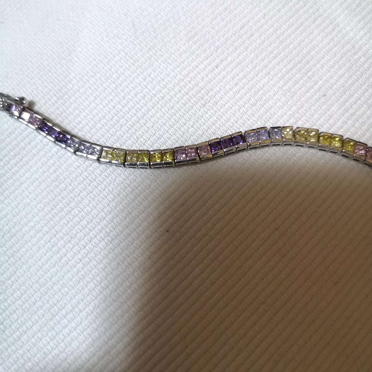 Channel Set Multi Coloured Tennis Bracelet- 925 Sterling Silver- Vintage