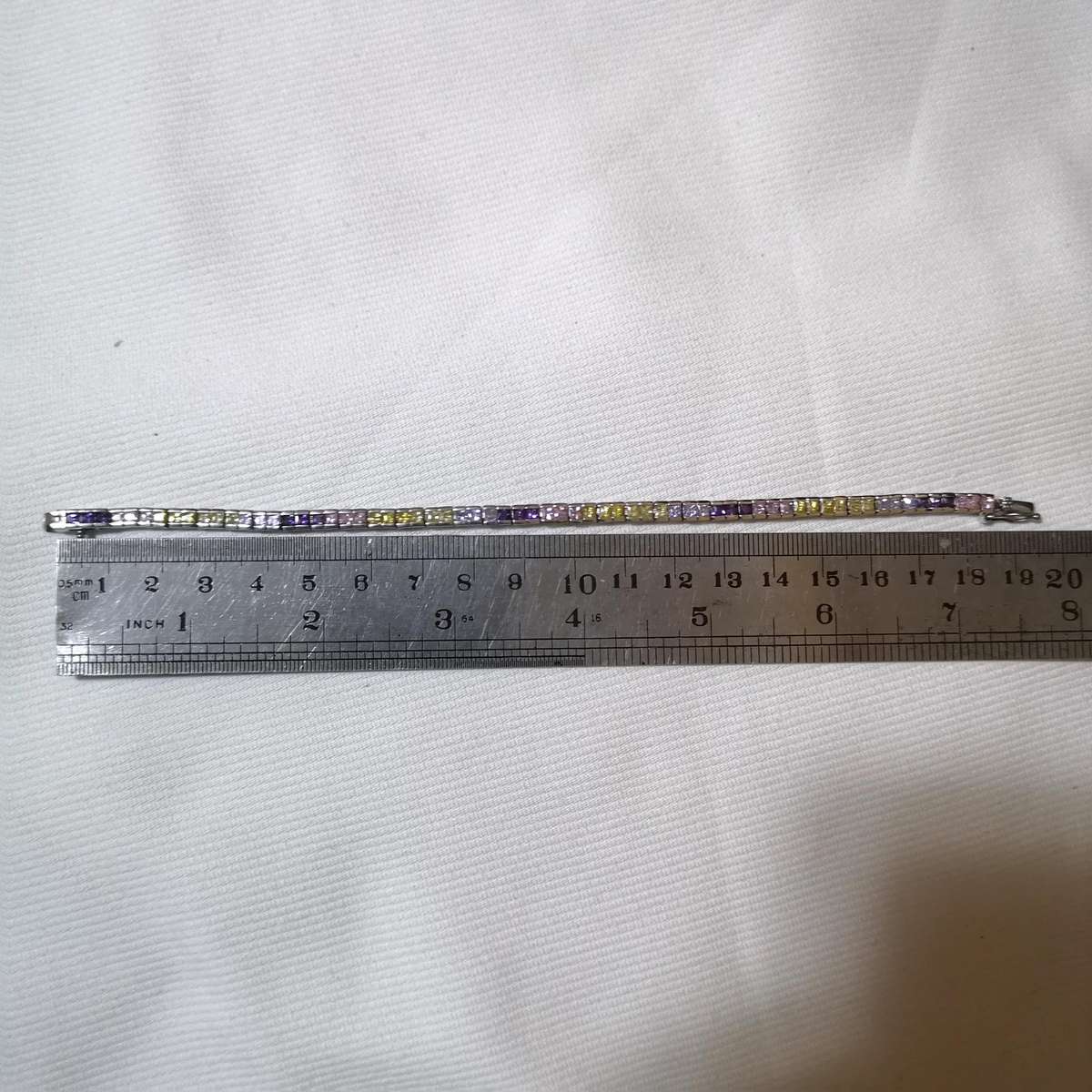 Channel Set Multi Coloured Tennis Bracelet- 925 Sterling Silver- Vintage