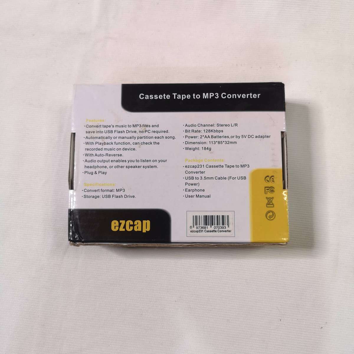 Ezcap 231 USB Cassette Tape To MP3 Converter Cassette Player Recorder Walkman