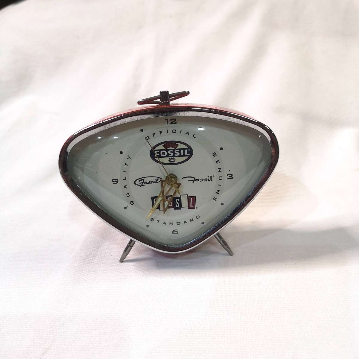 RARE Futuristic Fossil American Classic Wind Up Alarm Clock