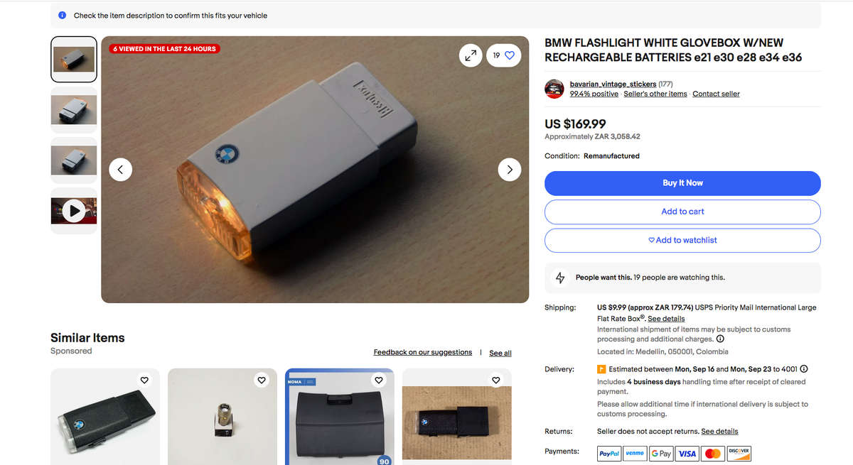 BMW 325i E30/ E36 Original Flashlight