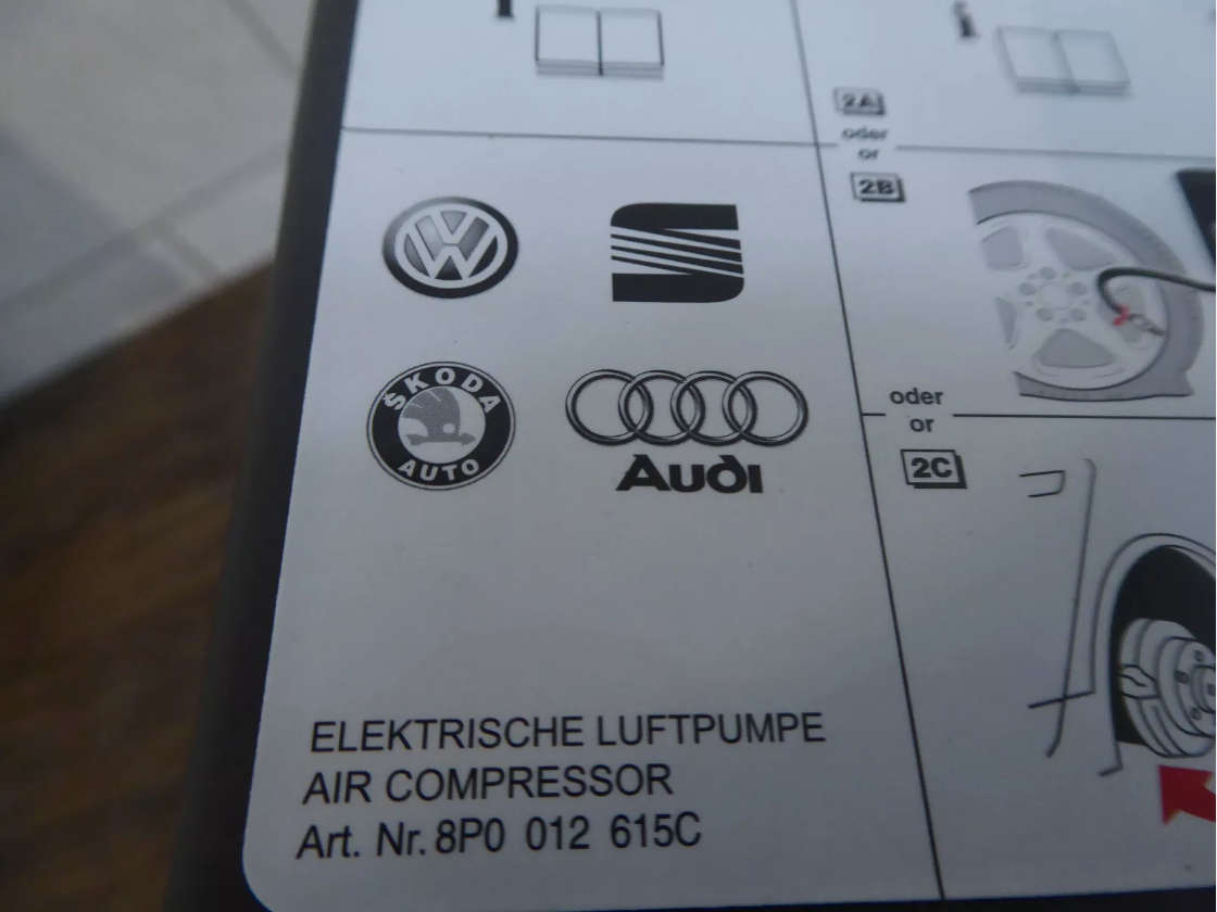 VW AUDI EMERGENCY TIRE WHEEL AIR COMPRESSOR PUMP. Original part number 8D0 012 615B