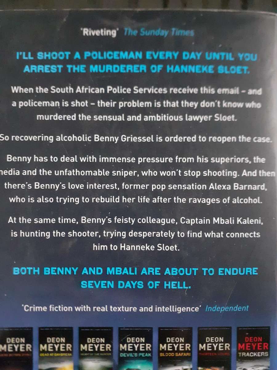 3 x novels by Deon Meyer - 7 Days / Devil's Peak / Dead Before Dying
