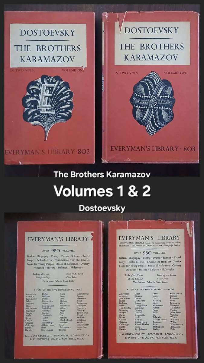 The Brothers Karamazov (Volume 1 and 2) (Everyman's Library - 802 / 803) ~ Fydor Dostoevsky