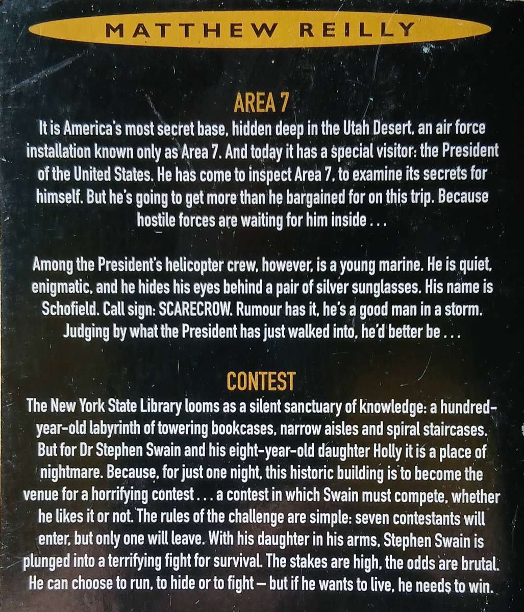 Two novels in one by Matthew Reilly ~ Area 7 / Contest