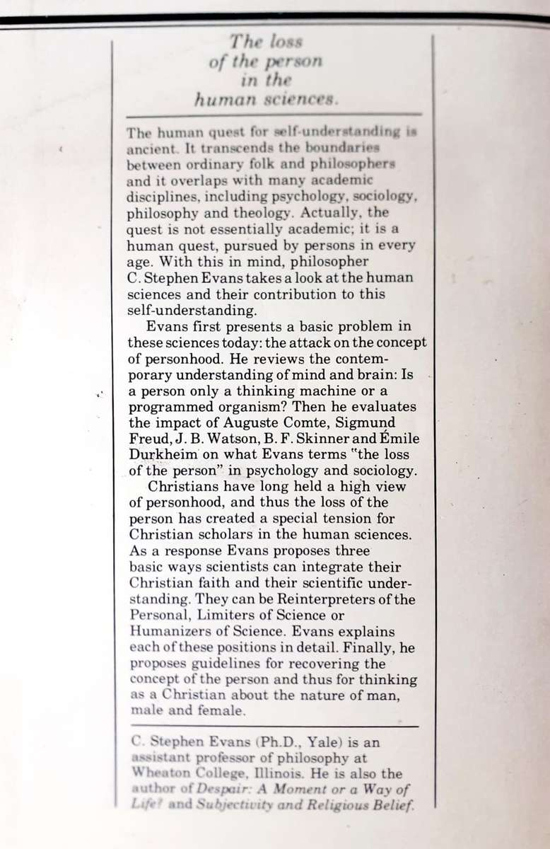 Preserving the Person ~ C Stephen Evans