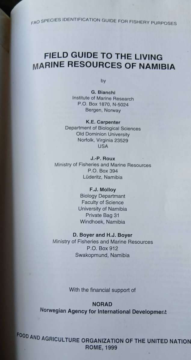 F.A.O. Field Guide to the Living Marine Resources of Namibia