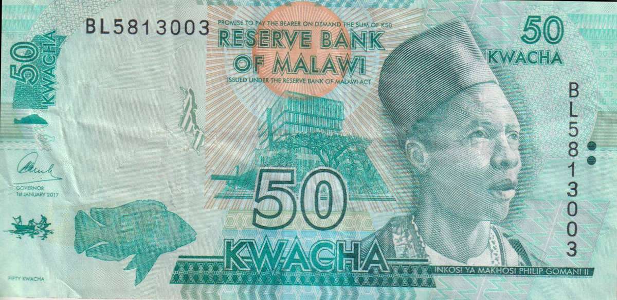 MALAWI 50 KWACHA 2017 P64d  VF
