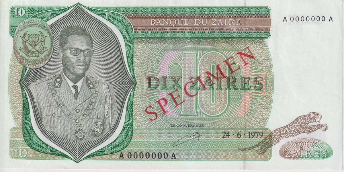 ZAIRE 10 Zaïres 1979 P24s UNC  SPECIMEN