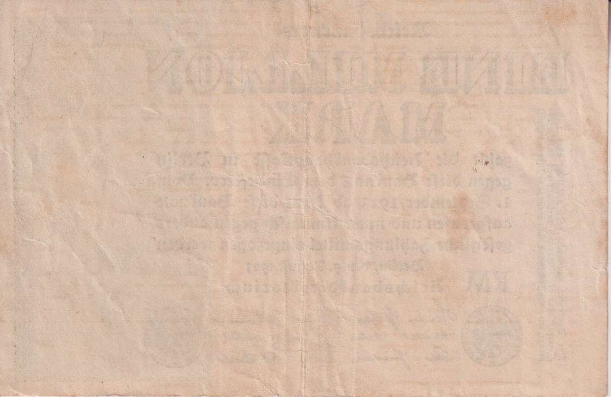 Germany 1,000,000 Mark 1923 P102c  XF GRID WATERMARK