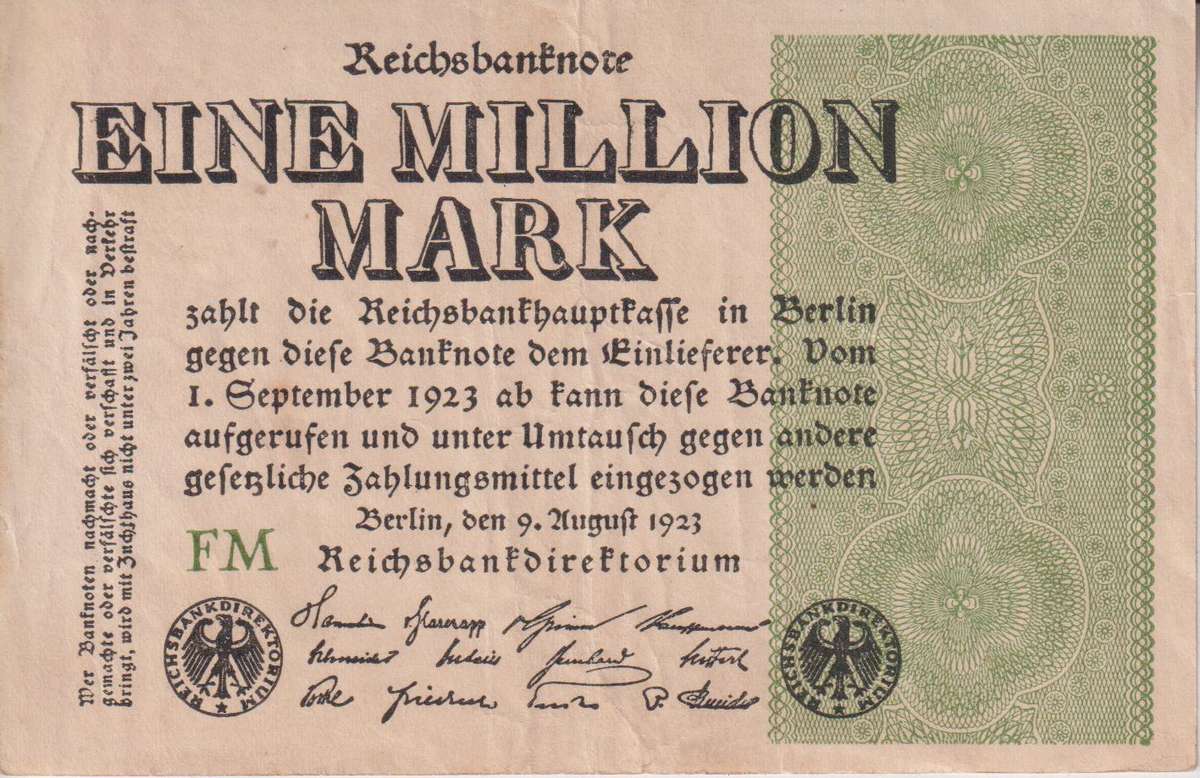 Germany 1,000,000 Mark 1923 P102c  XF GRID WATERMARK