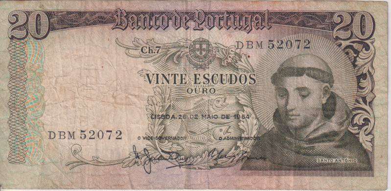 Portugal 20 Escudos 1964 P167a  VF