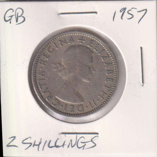 GREAT BRITAIN 2 SHILLINGS 1957 IN COIN FLIP