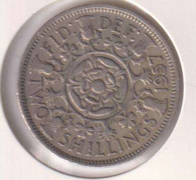 GREAT BRITAIN 2 SHILLINGS 1957 IN COIN FLIP