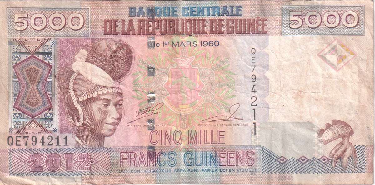 Guinea 5000 Francs 2012 P41  VF