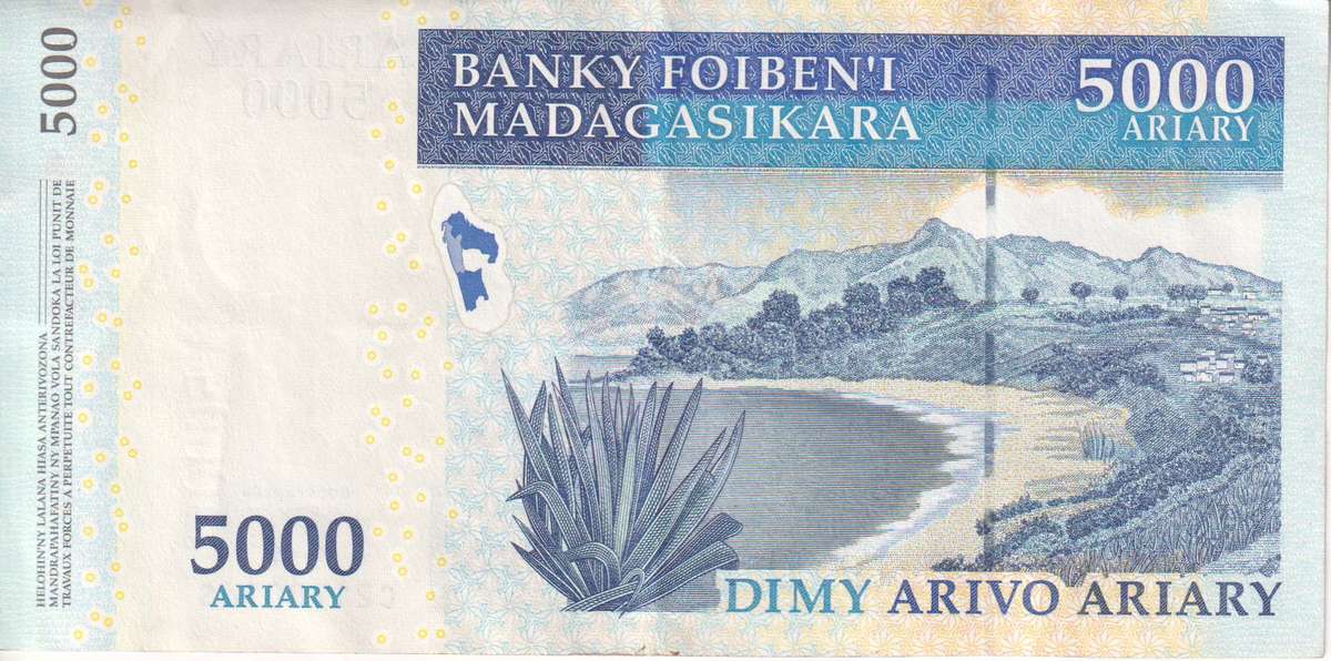 Madagascar 5000 Ariary 2008-15 P91B VF