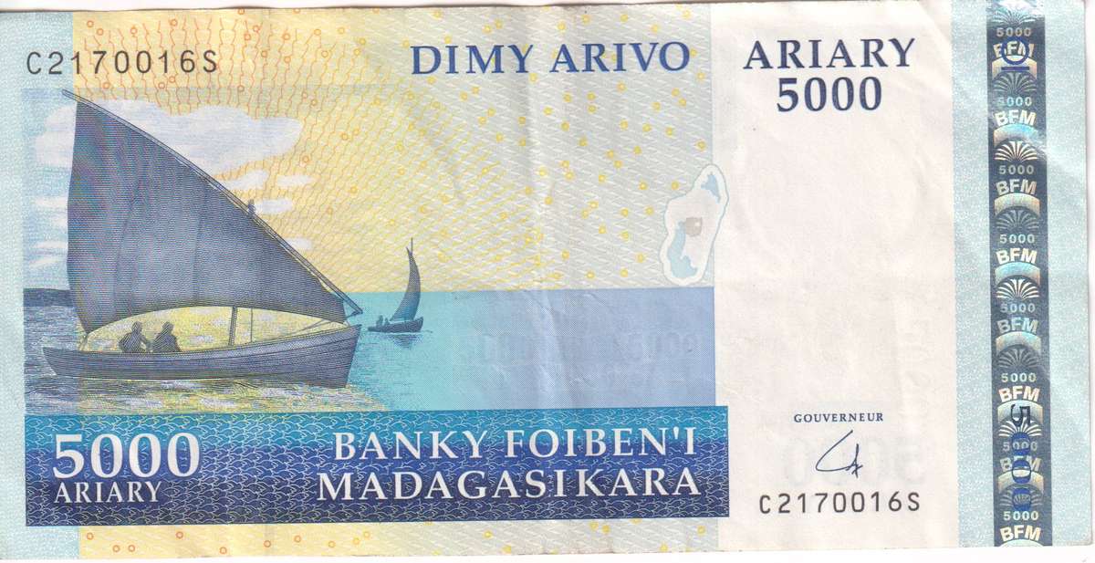 Madagascar 5000 Ariary 2008-15 P91B VF
