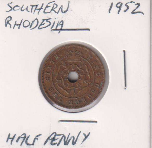SOUTHERN RHODESIA  ½ PENNY 1952 IN COIN FLIP