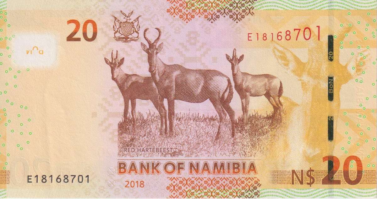 NAMIBIA 20 DOLLARS 2018 P7  XF