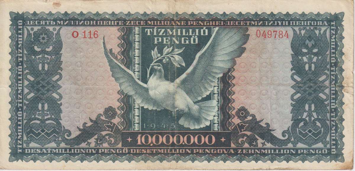 WW2 - HUNGARY 10 MILLION PENGO  1945  P123  F
