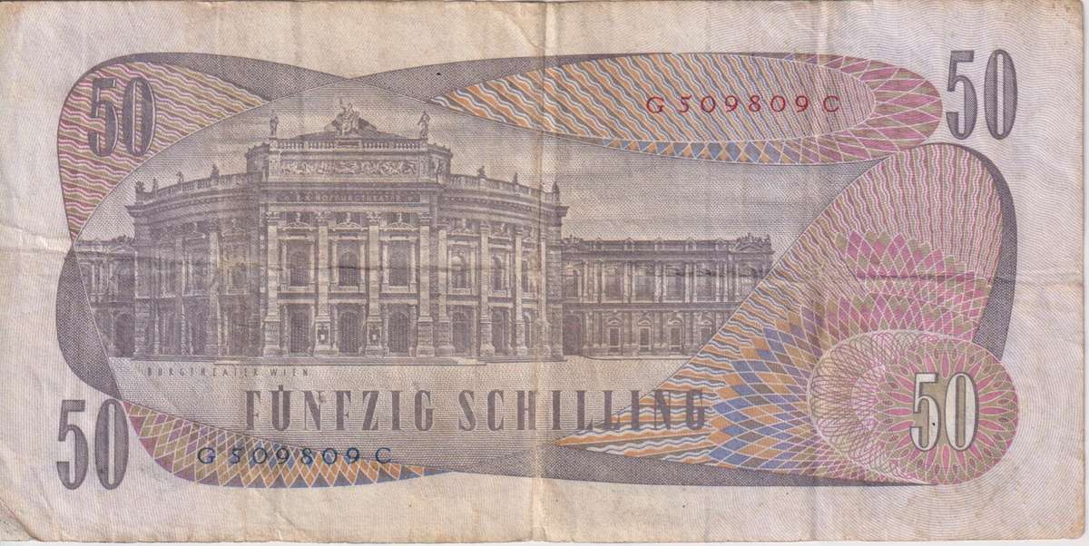 AUSTRIA 50 SHILLINGS 1970 P143 VF