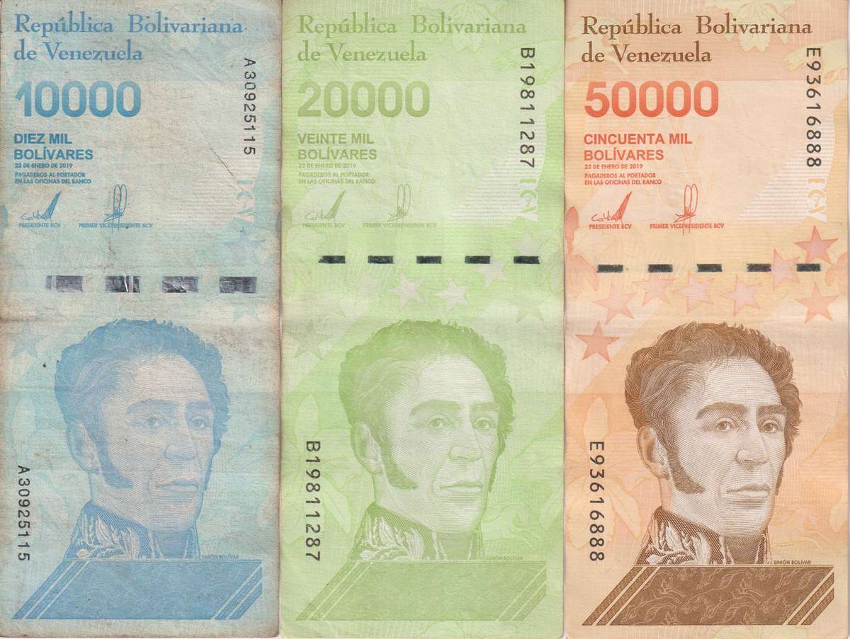 VENEZUELA 10,000, 20,000, 50,000 BOLIVARS  2019 P109, P110,P111  VF