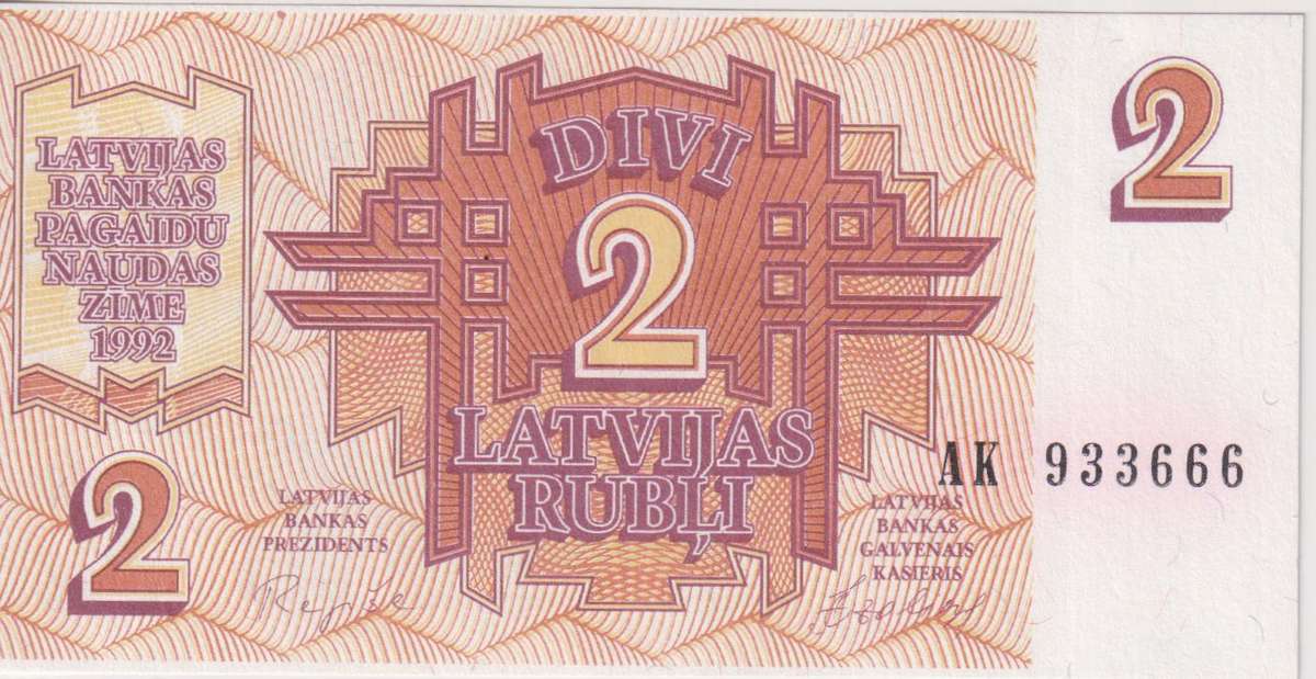 Latvia 2 Rubles 1992 P 36 UNC