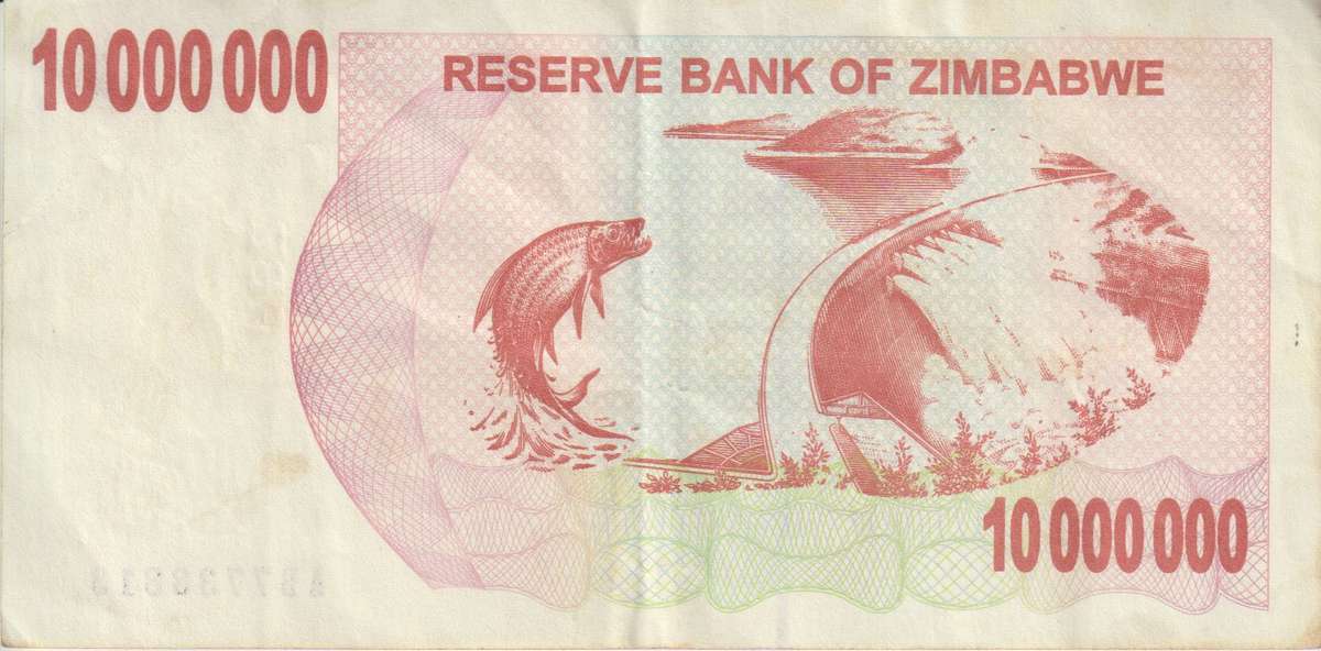 Zimbabwe 10 Million Dollars Bearer Cheque,2008 P-55 VF