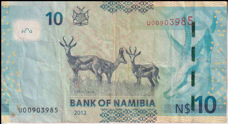 NAMIBIA 10 DOLLARS 2012 P11a VF