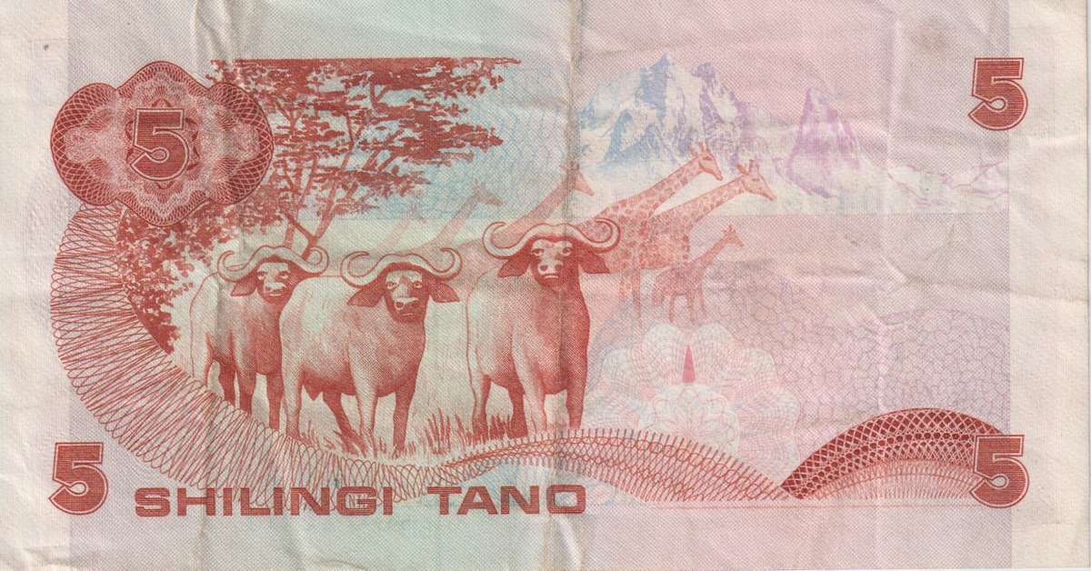 KENYA 5 SHILLINGS 1982 P19 VF