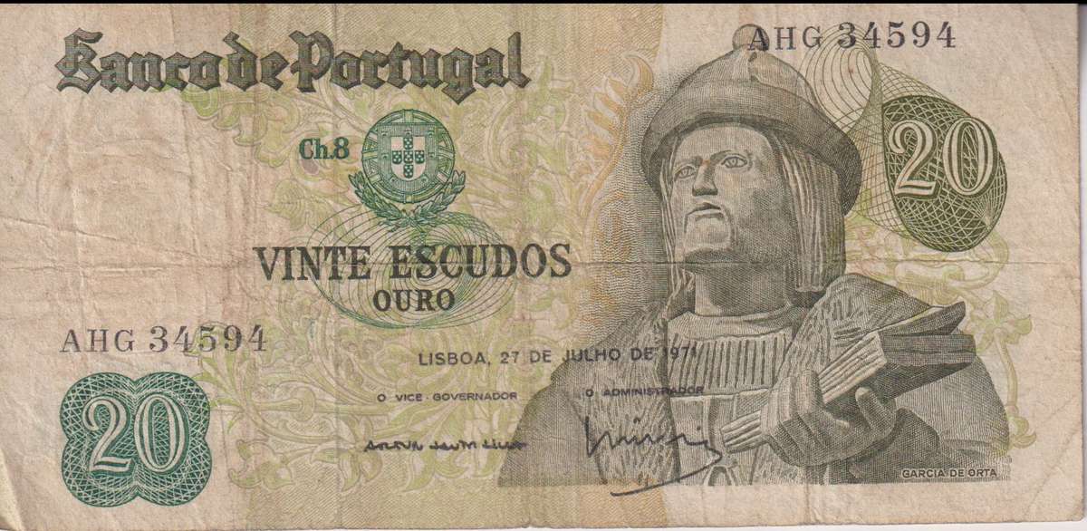 PORTUGAL 10 ESCUDOS 1971 P-173  VF