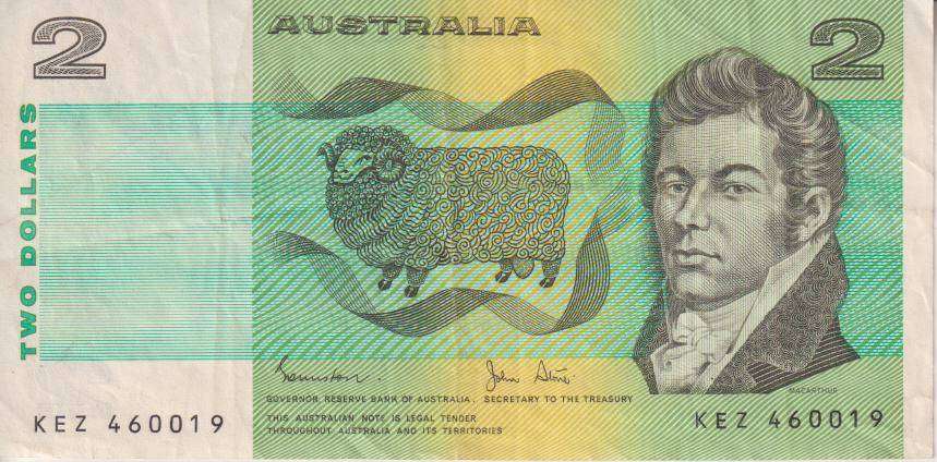 AUSTRALIA  2 Dollars 1974-85  P43  VF