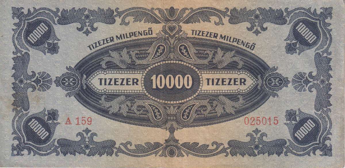 WW2 - HUNGARY 10,000 MILLION PENGO  1946 P126  VF