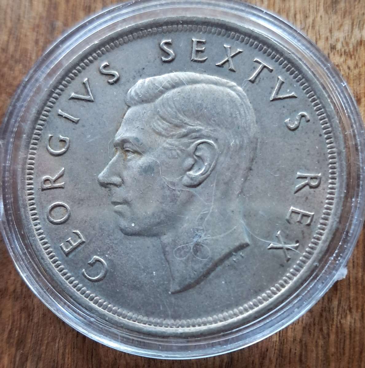 UNION OF SOUTH AFRICA - 1952  5 SHILLINGS - SILVER 0.500 - GEORGE VI - IN CAPSULE
