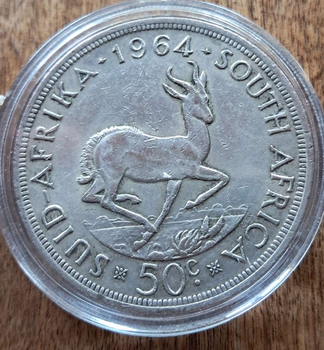 REPUBLIC OF SOUTH AFRICA - 50 Cent 1964 SILVER  Jan Van Riebeeck - (IN CAPSULE)