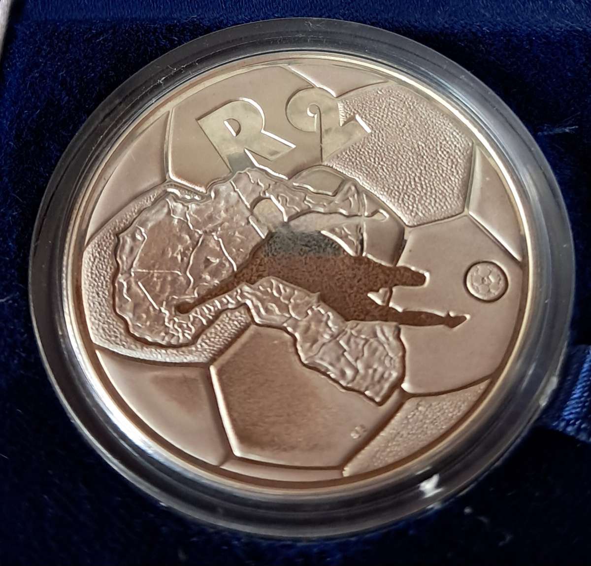 RSA: Silver R2 (1oz) Soccer - African Cup of Nations" of 1996. Mint issue