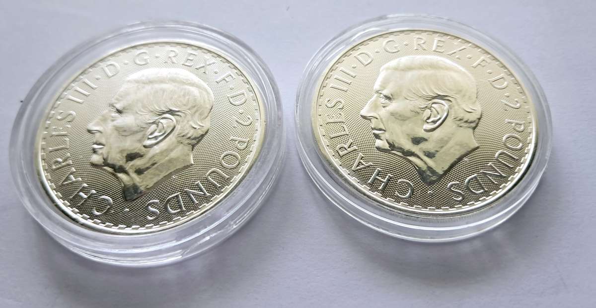 1 OZ  SILVER COIN - 2023 BRITTANIA in capsule with King Charles - bid per coin (2 AVAILABLE)