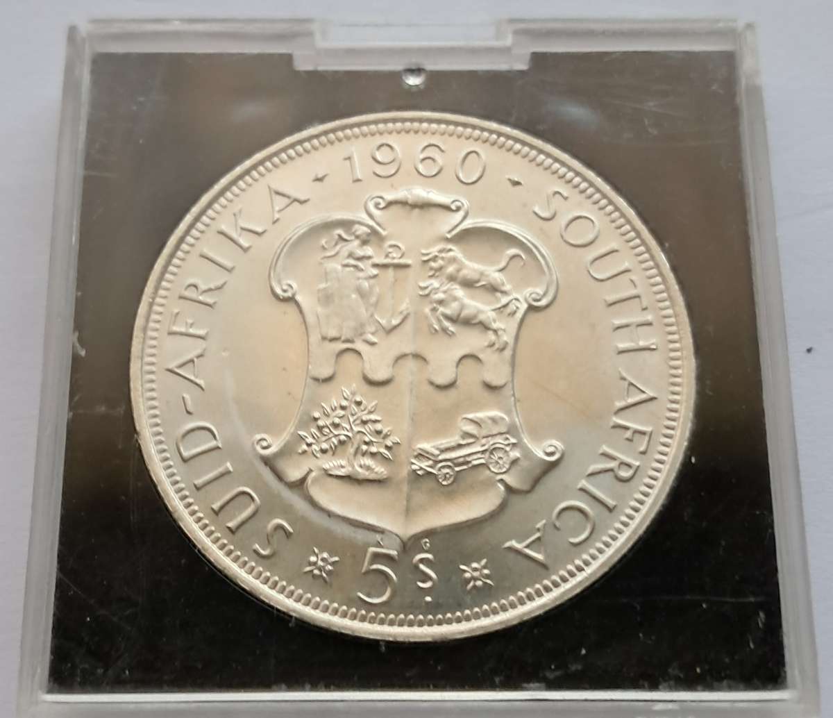 UNION OF SOUTH AFRICA - 1960 5 SHILLINGS - SILVER - UNION BUILDING - Excellent condition