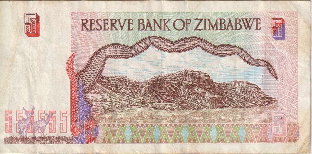 ZIMBABWE 5 DOLLARS P5 1997 VF