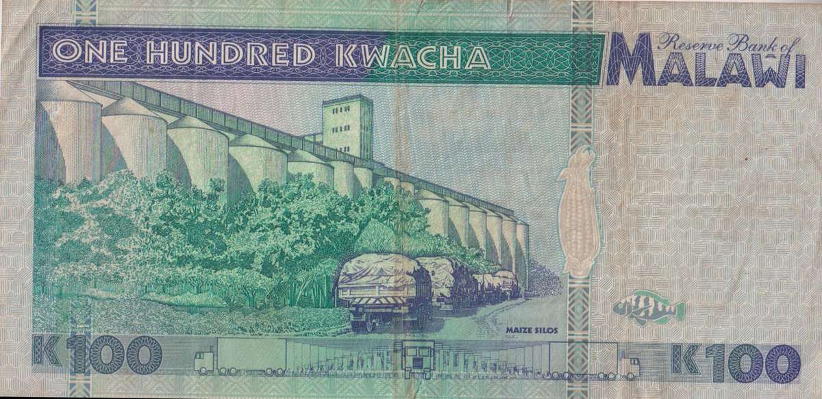 MALAWI 100 KWACHA 1995 P34 VF - VERY SCARCE