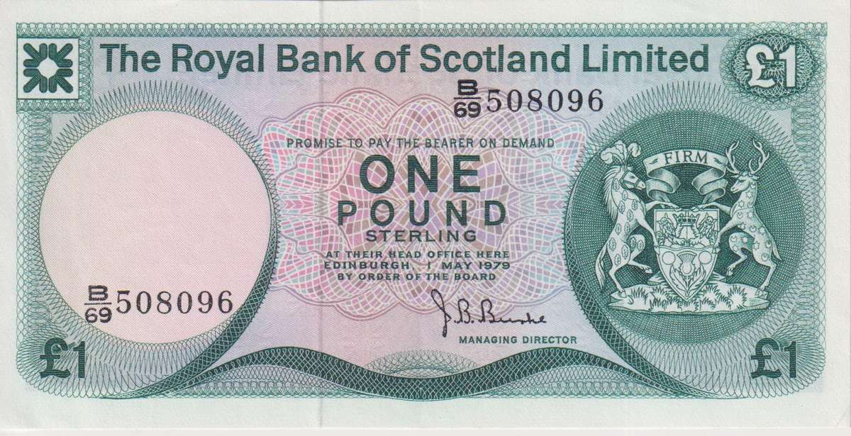 ROYAL BANK OF SCOTLAND 1 POUND  1979 P336  VF